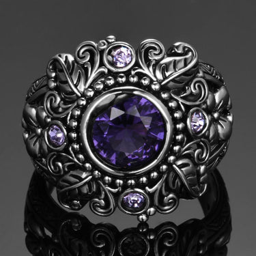 Flower Purple Amethyst Ring-Your Soul Place